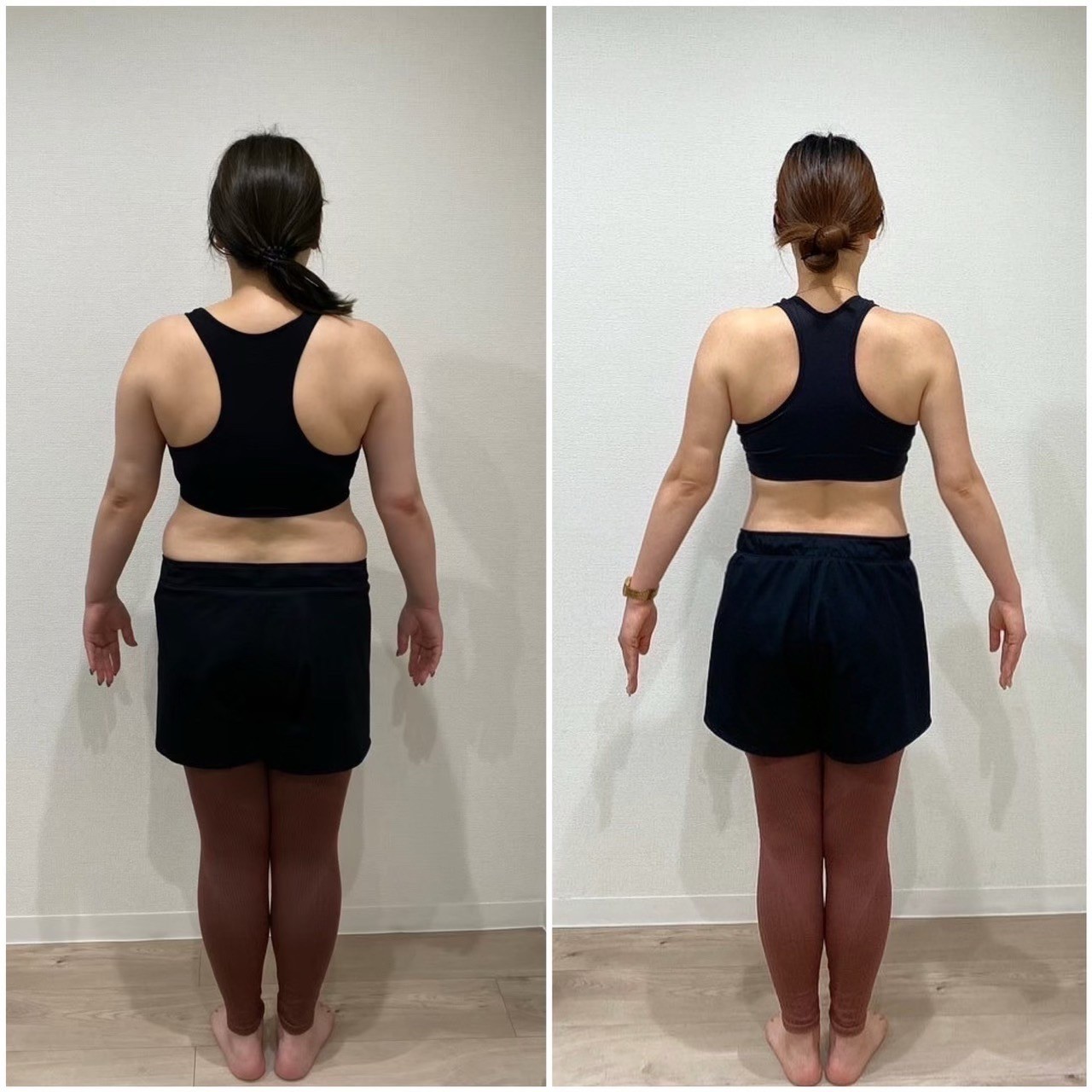 オンラインパーソナルダイエットで体重70キロ代から-13.2kg減量、二の腕やせできた女性の見た目画像 後ろ姿