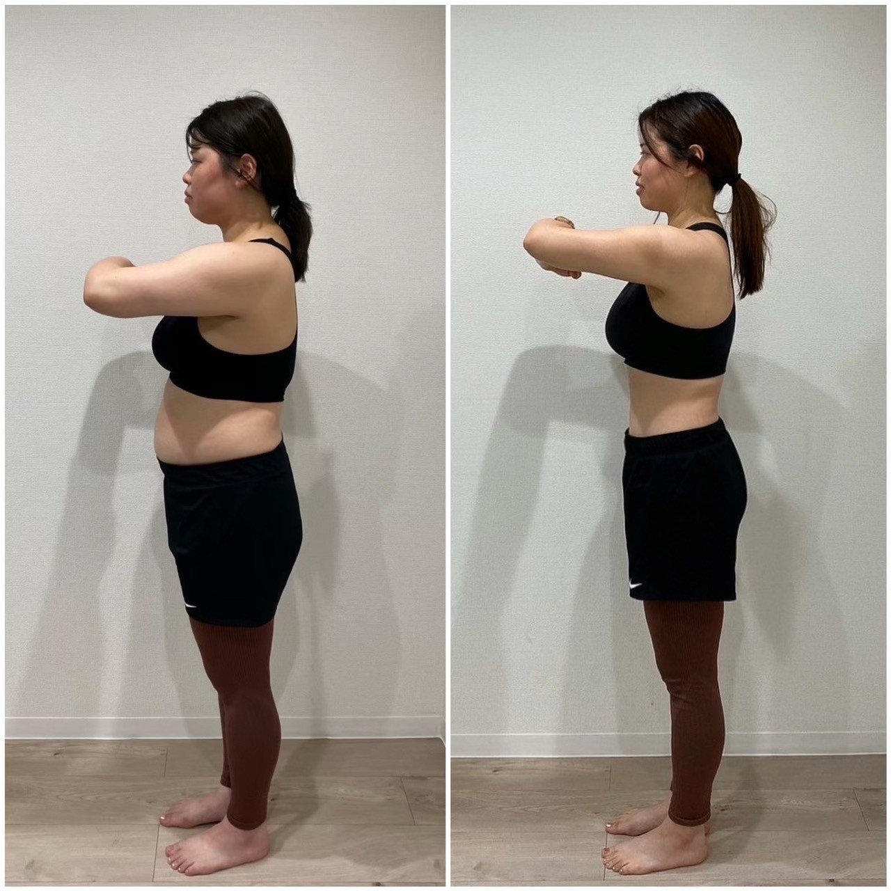 オンラインパーソナルダイエットで体重70キロ代から-13.2kg減量、二の腕やせできた女性の見た目画像 お腹周り