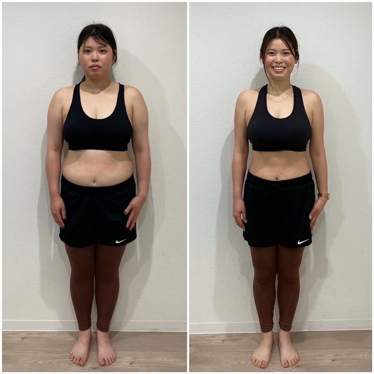 オンラインパーソナルダイエットで体重70キロ代から-13.2kg減量、二の腕やせできた女性の見た目画像