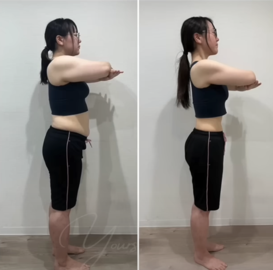 4ヶ月の対面パーソナルトレーニングで-12kg以上痩せ、お腹周りが細くなったビフォーアフター女性 お腹周り