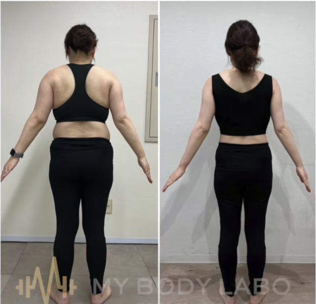 4ヶ月のオンラインパーソナルトレーニングで-10kg痩せた女性 背中