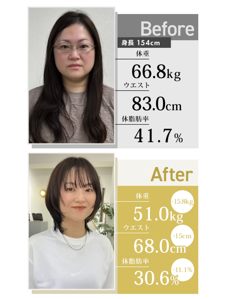 40代女性がダイエットで痩せたビフォーアフター