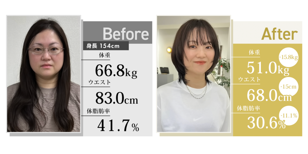 40代女性がダイエットで痩せたビフォーアフター