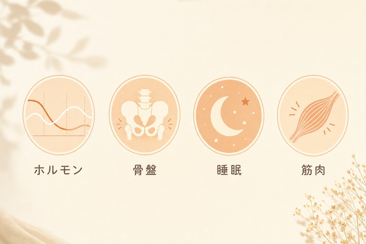 産後の体の構造変化を表す抽象イラスト