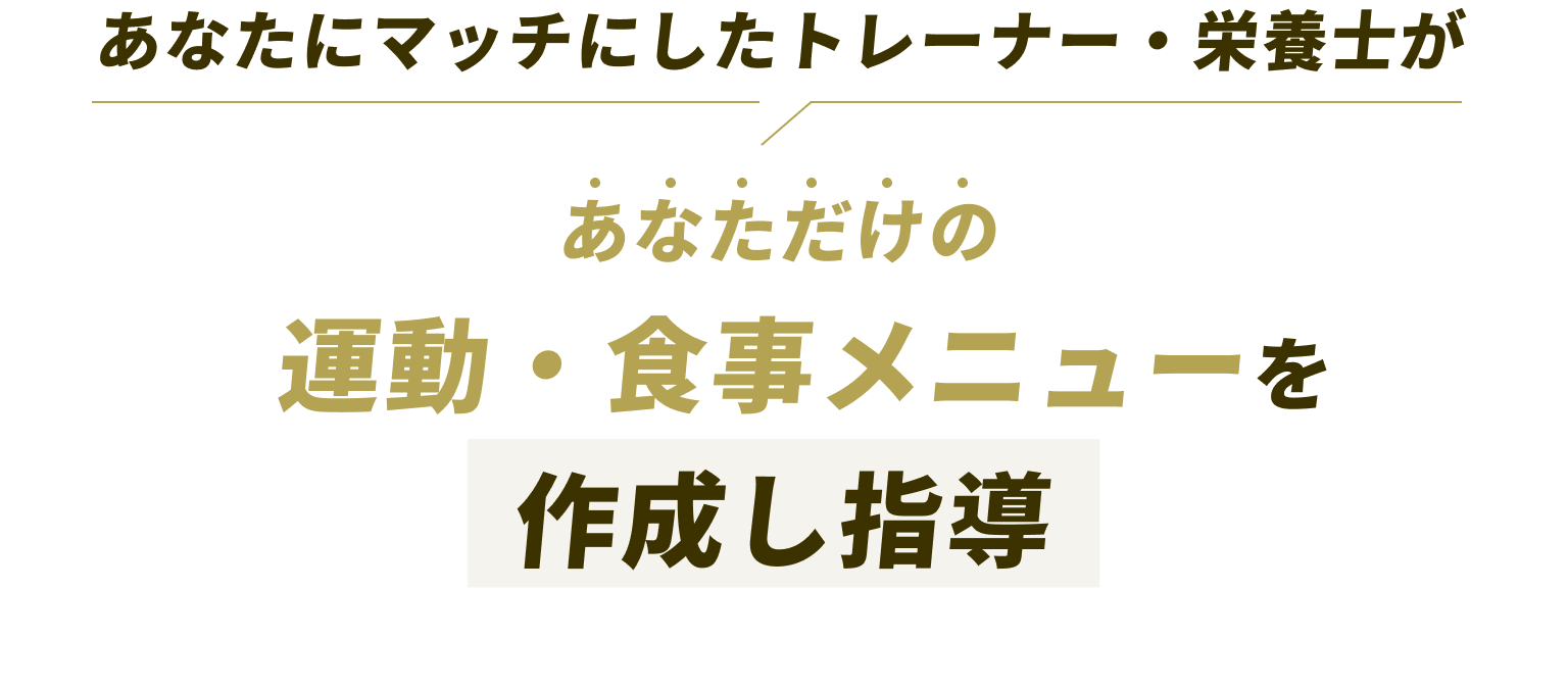 あなたにマッチにしたトレーナーがあなただけの運動・食事メニューを作成し指導