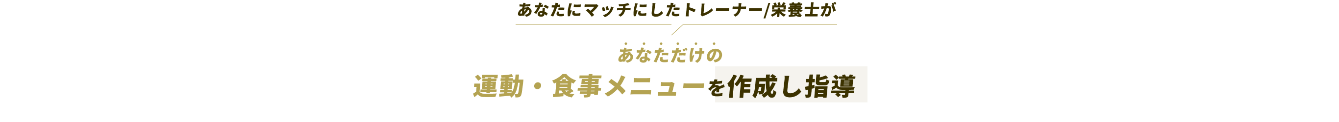 あなたにマッチにしたトレーナーがあなただけの運動・食事メニューを作成し指導