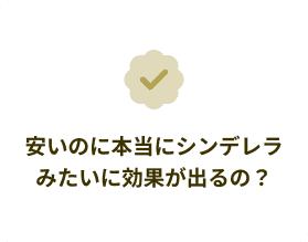 安いのに本当にシンデレラみたいに効果が出るの？