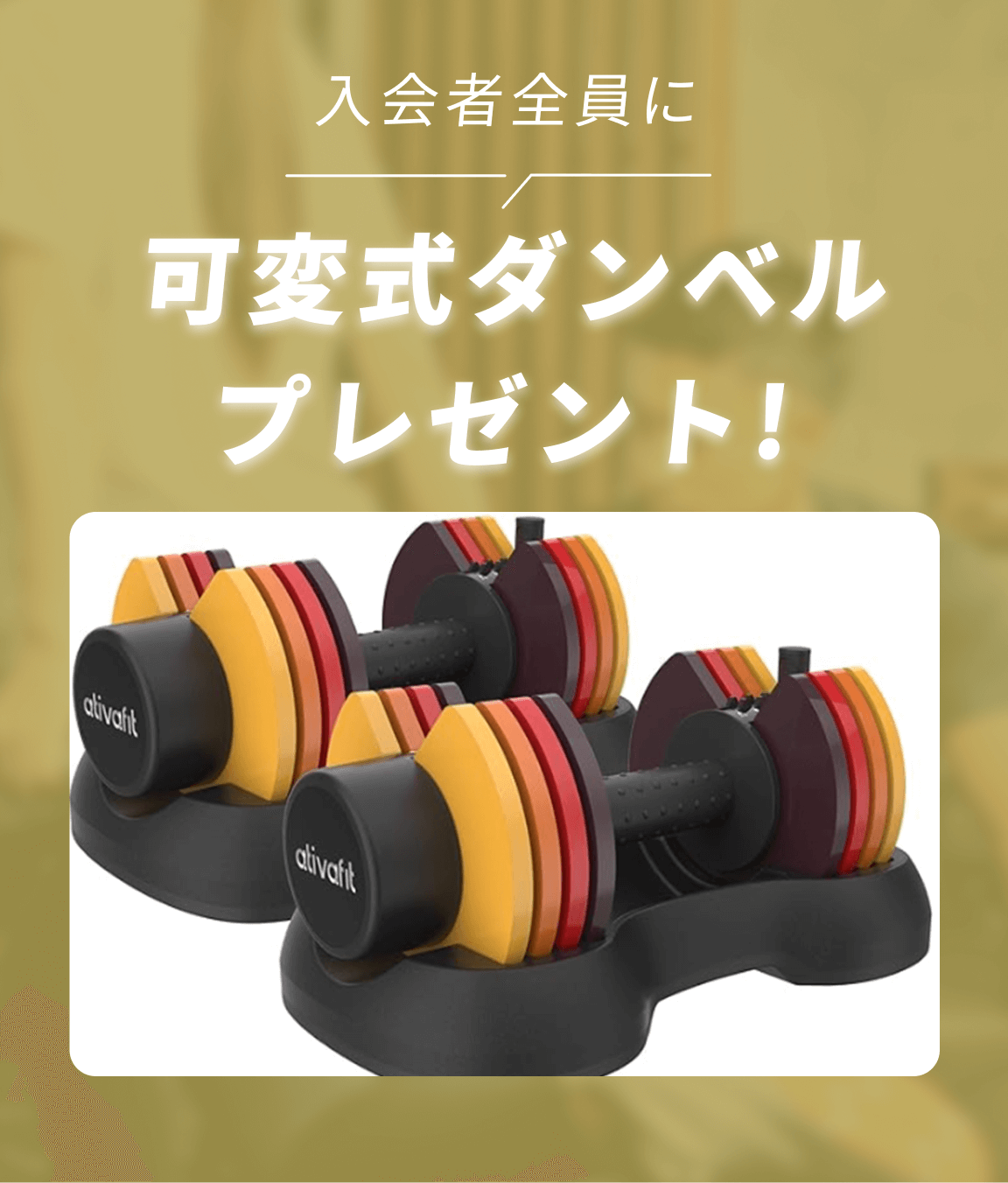 入会者全員に可変式ダンベル プレゼント!